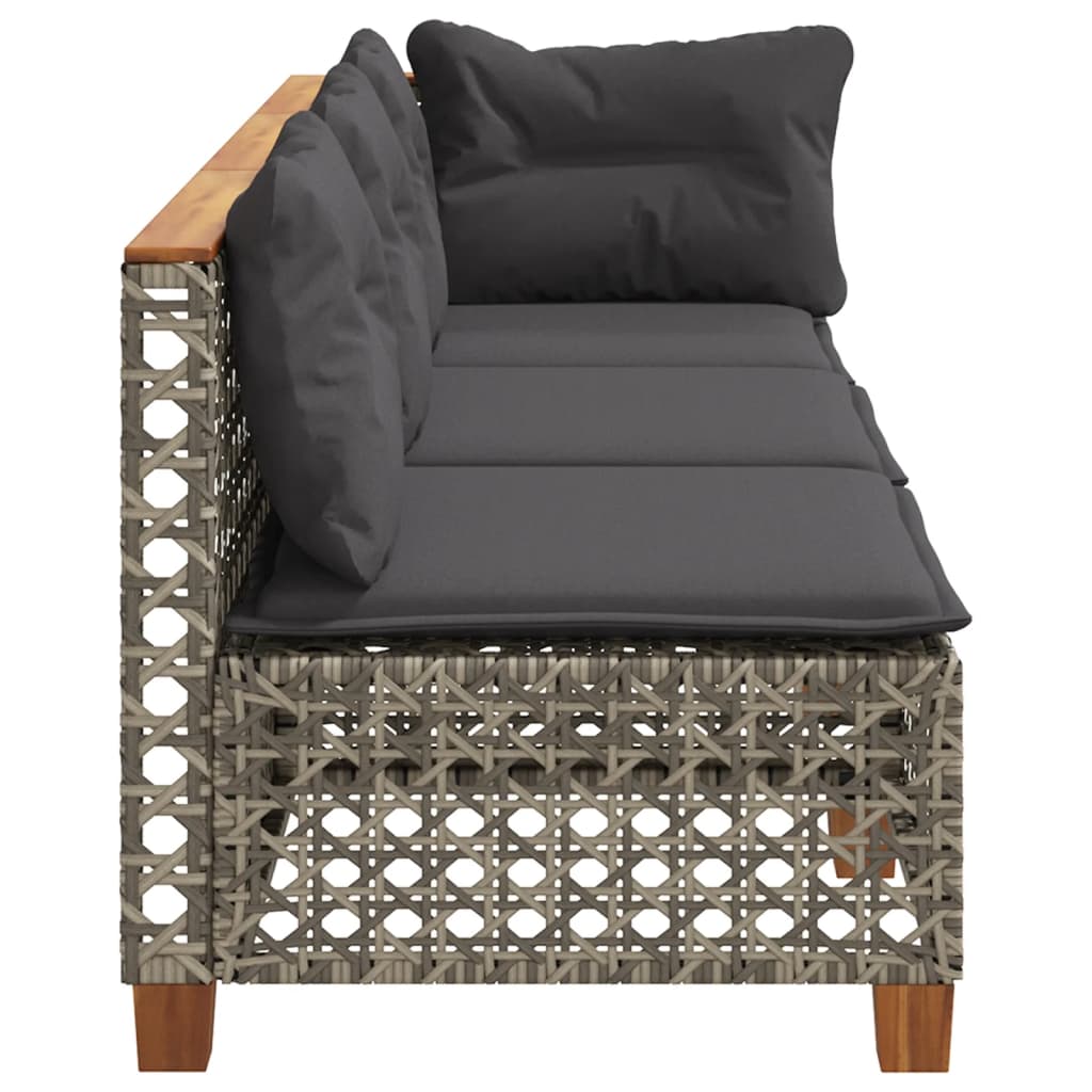 Divano da Giardino con Cuscini 3 Posti Grigio in Polyrattan | homemem39