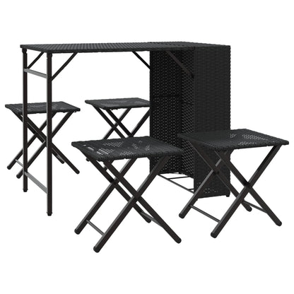 Set da Pranzo da Giardino Pieghevole 5 pz Nero in Polyrattan | homemem39