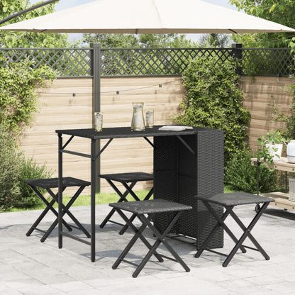 Set da Pranzo da Giardino Pieghevole 5 pz Nero in Polyrattan | homemem39