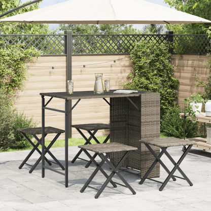 Set da Pranzo da Giardino Pieghevole 5 pz Grigio in Polyrattan - homemem39