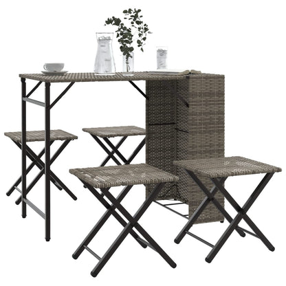 Set da Pranzo da Giardino Pieghevole 5 pz Grigio in Polyrattan - homemem39