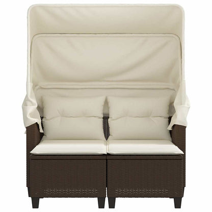 Divano Giardino 2 Posti Baldacchino Sgabelli Marrone Polyrattan | homemem39