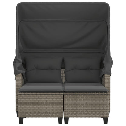 Divano Giardino 2Posti Baldacchino e Sgabelli Grigio Polyrattan | homemem39