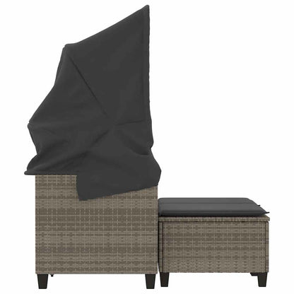 Divano Giardino 2Posti Baldacchino e Sgabelli Grigio Polyrattan | homemem39