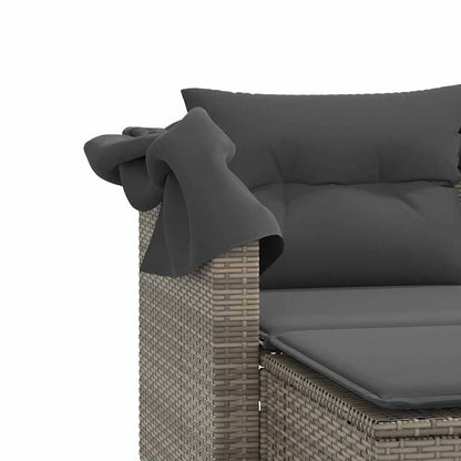 Divano Giardino 2Posti Baldacchino e Sgabelli Grigio Polyrattan | homemem39