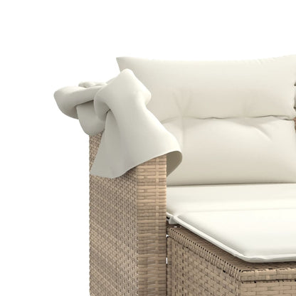 Divano Giardino 2 Posti Baldacchino e Sgabelli Beige Polyrattan | homemem39