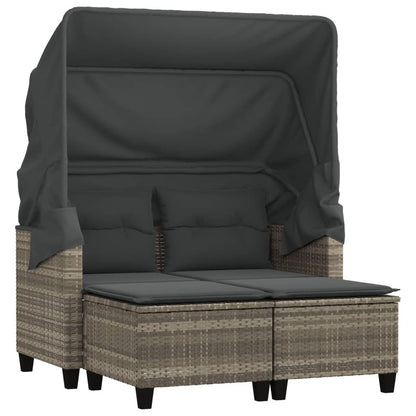 Divano Giardino 2 Posti Tetto Sgabelli Grigio Chiaro Polyrattan | homemem39