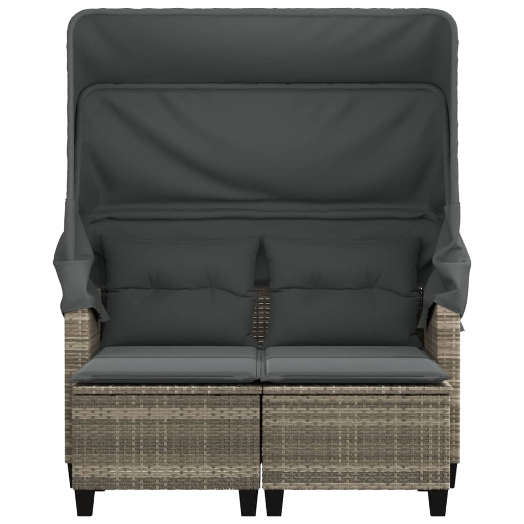 Divano Giardino 2 Posti Tetto Sgabelli Grigio Chiaro Polyrattan | homemem39