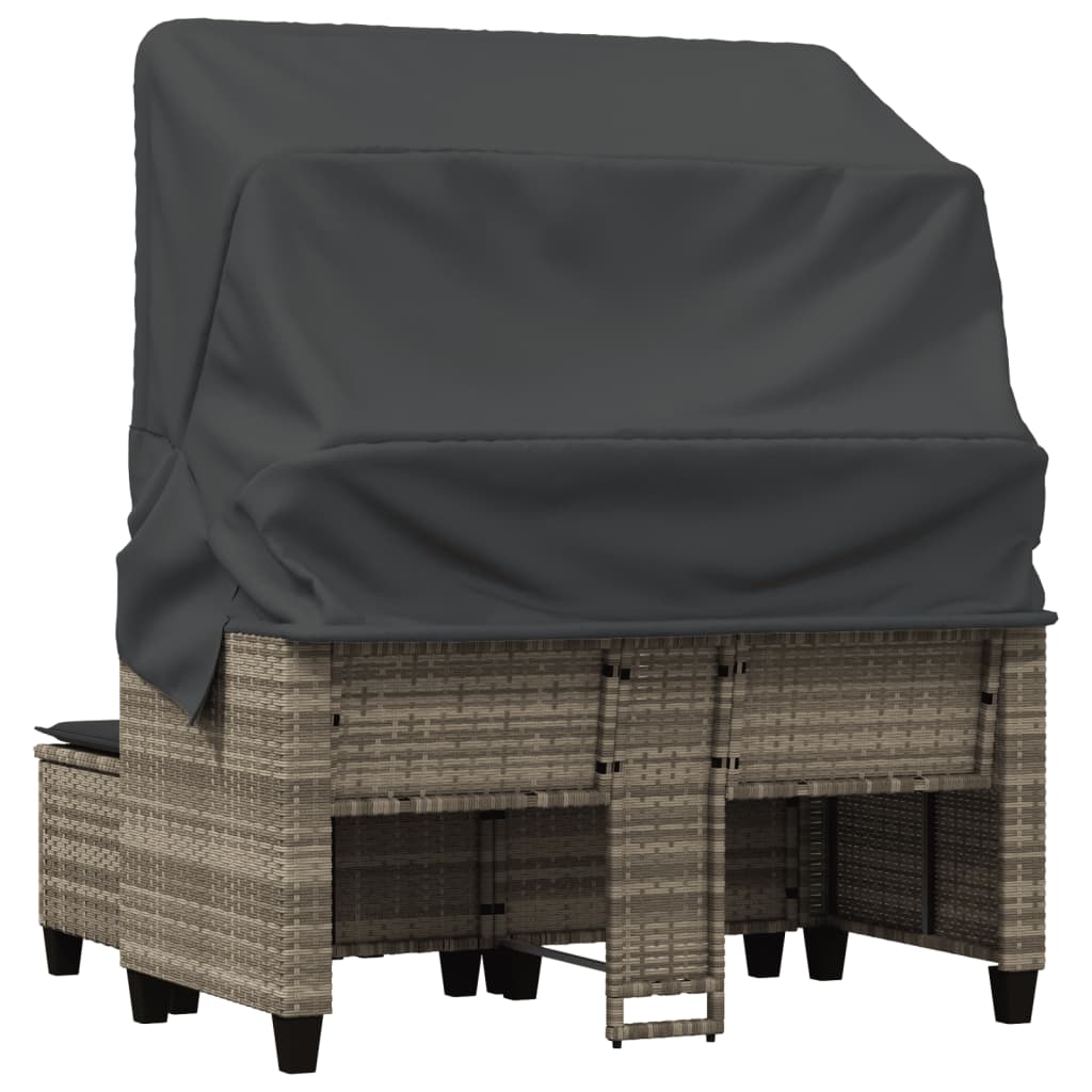 Divano Giardino 2 Posti Tetto Sgabelli Grigio Chiaro Polyrattan | homemem39