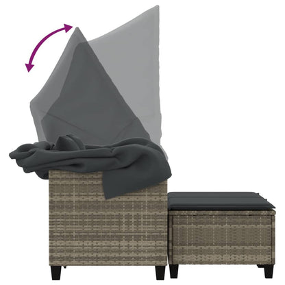 Divano Giardino 2 Posti Tetto Sgabelli Grigio Chiaro Polyrattan | homemem39