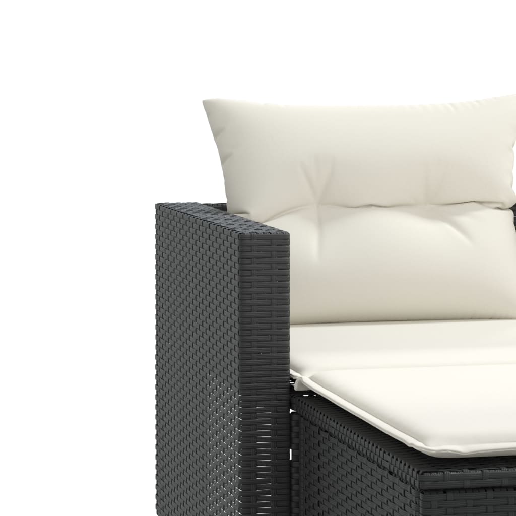 Divano da Giardino 2 Posti con Sgabelli Nero in Polyrattan | homemem39