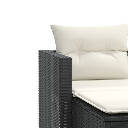 Divano da Giardino 2 Posti con Sgabelli Nero in Polyrattan | homemem39