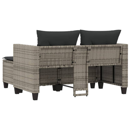 Divano da Giardino 2 Posti con Sgabelli Grigio in Polyrattan | homemem39