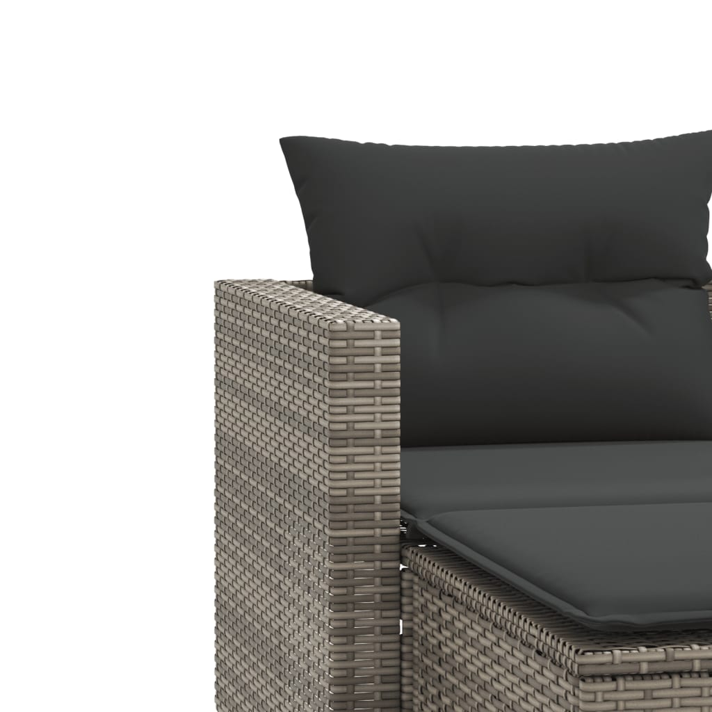 Divano da Giardino 2 Posti con Sgabelli Grigio in Polyrattan | homemem39