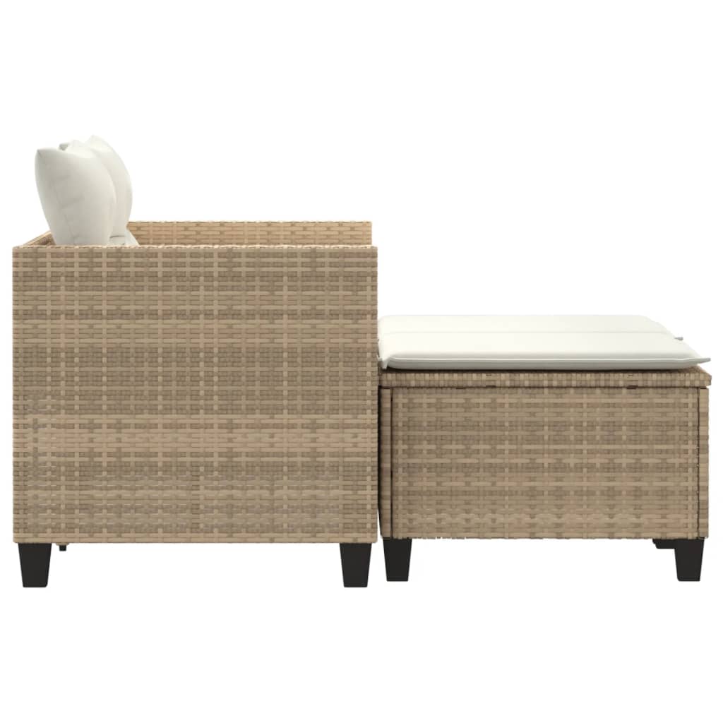 Divano da Giardino 2 Posti con Sgabelli Beige in Polyrattan | homemem39