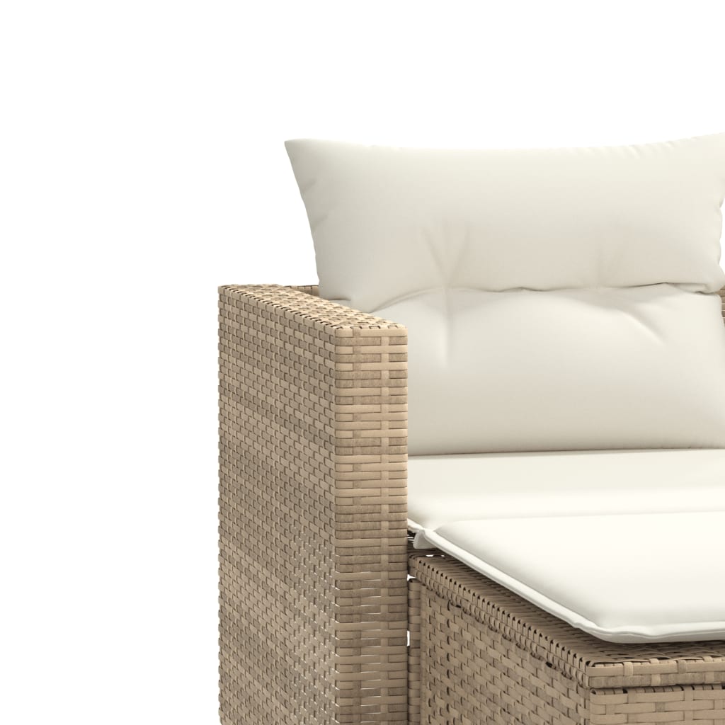 Divano da Giardino 2 Posti con Sgabelli Beige in Polyrattan | homemem39