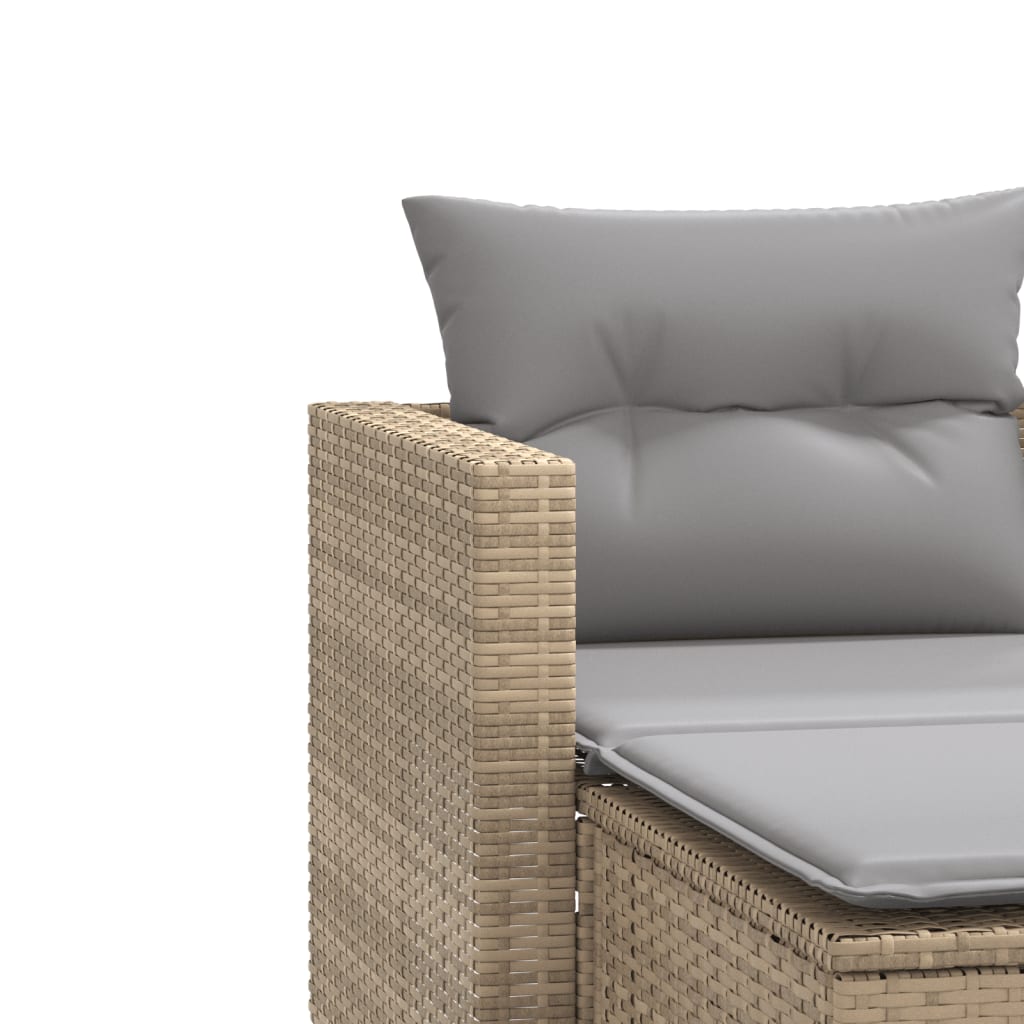Divano da Giardino 2 Posti con Sgabelli Beige in Polyrattan | homemem39