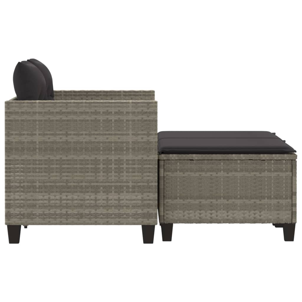 Divano da Giardino 2Posti con Sgabelli Grigio Chiaro Polyrattan | homemem39