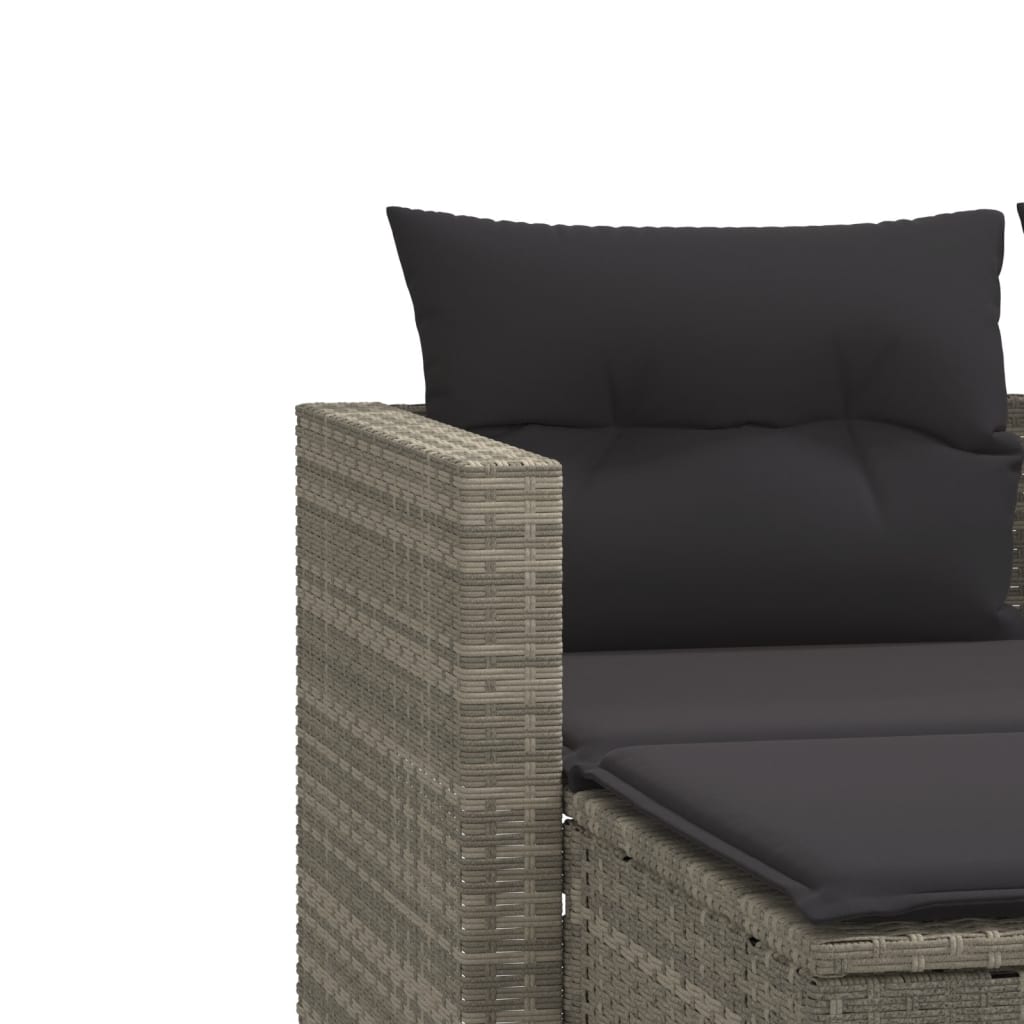 Divano da Giardino 2Posti con Sgabelli Grigio Chiaro Polyrattan | homemem39