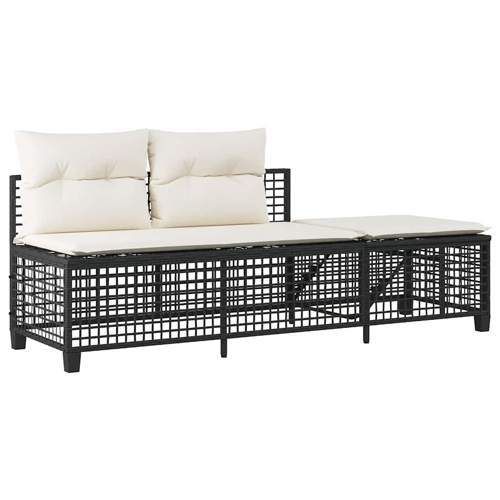 Set Divani ad Angolo 3 pz con Cuscini in Polyrattan Nero | homemem39