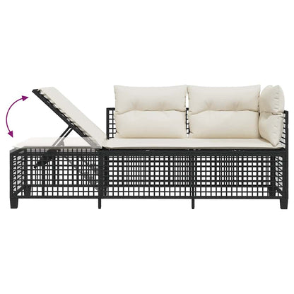 Set Divani ad Angolo 3 pz con Cuscini in Polyrattan Nero | homemem39