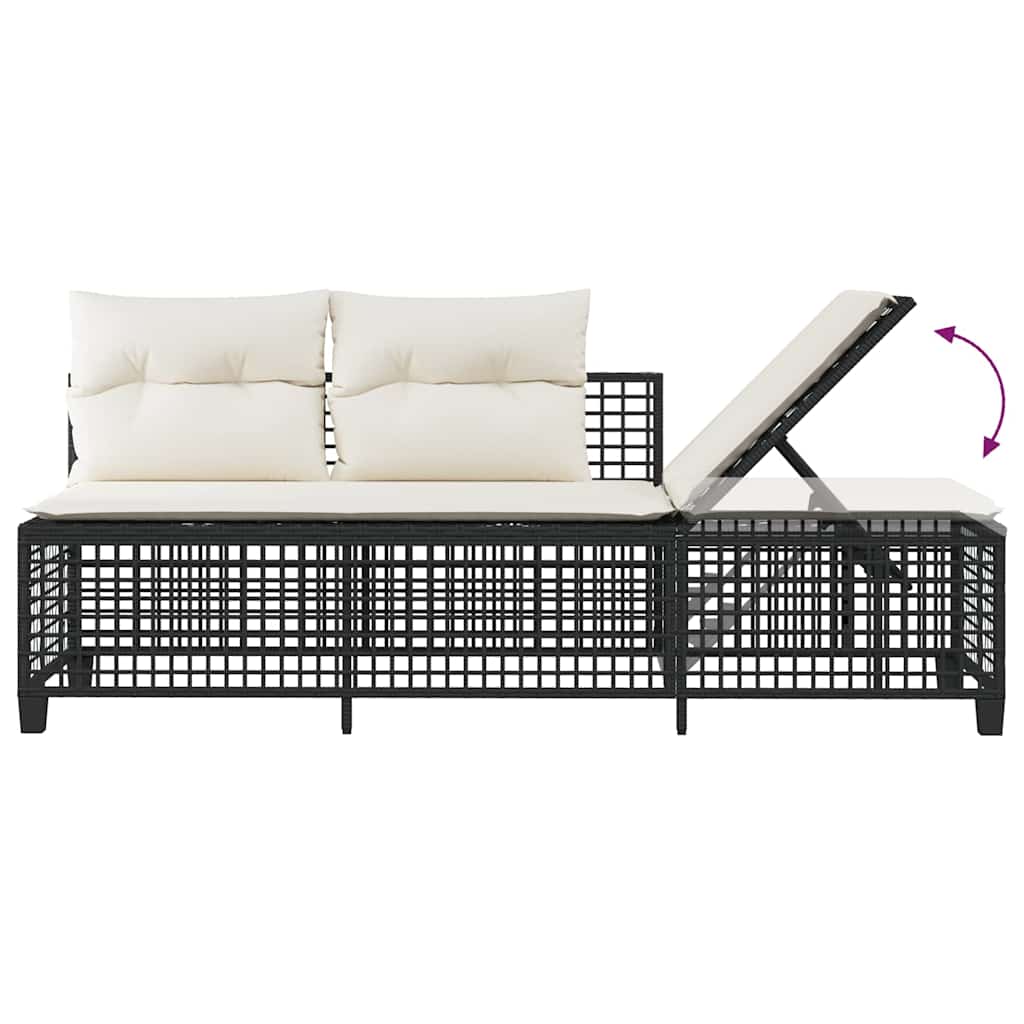 Set Divani ad Angolo 3 pz con Cuscini in Polyrattan Nero | homemem39