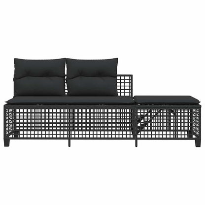 Set Divani ad Angolo 3 pz con Cuscini in Polyrattan Nero