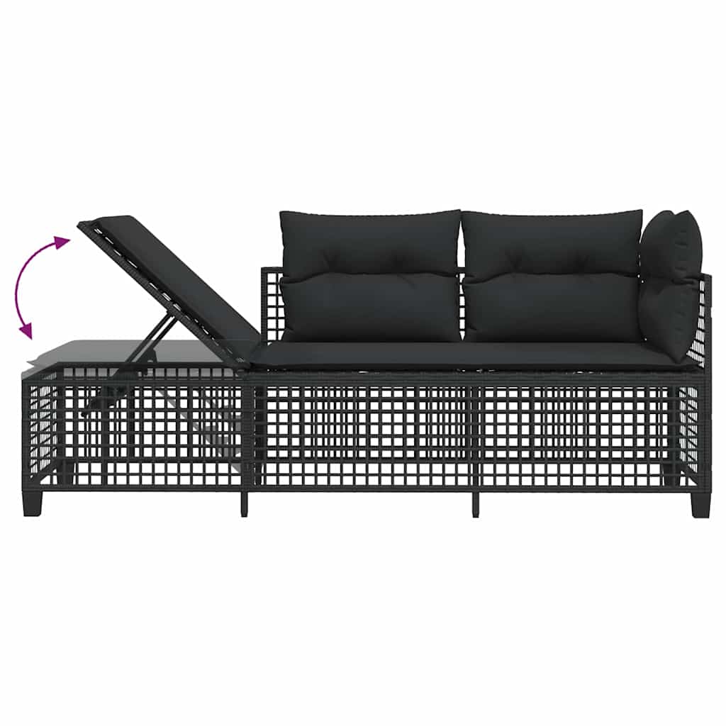 Set Divani ad Angolo 3 pz con Cuscini in Polyrattan Nero