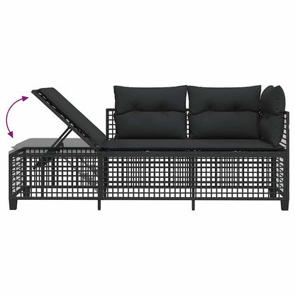 Set Divani ad Angolo 3 pz con Cuscini in Polyrattan Nero