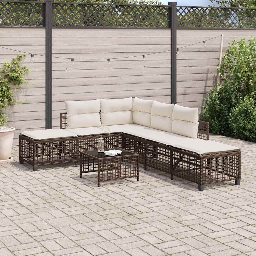 Set Divani ad Angolo 3 pz con Cuscini in Polyrattan Marrone | homemem39