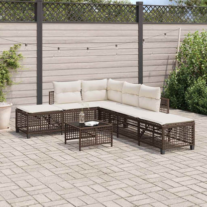 Set Divani ad Angolo 3 pz con Cuscini in Polyrattan Marrone | homemem39