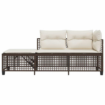 Set Divani ad Angolo 3 pz con Cuscini in Polyrattan Marrone | homemem39