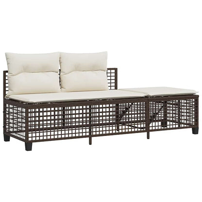 Set Divani ad Angolo 3 pz con Cuscini in Polyrattan Marrone