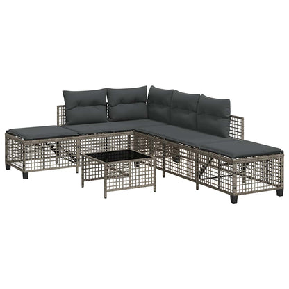 Divani da Giardino ad Angolo 3 pz Cuscini Grigio in Polyrattan | homemem39