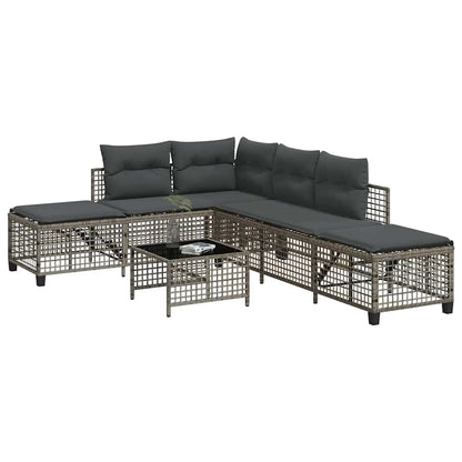 Divani da Giardino ad Angolo 3 pz Cuscini Grigio in Polyrattan | homemem39