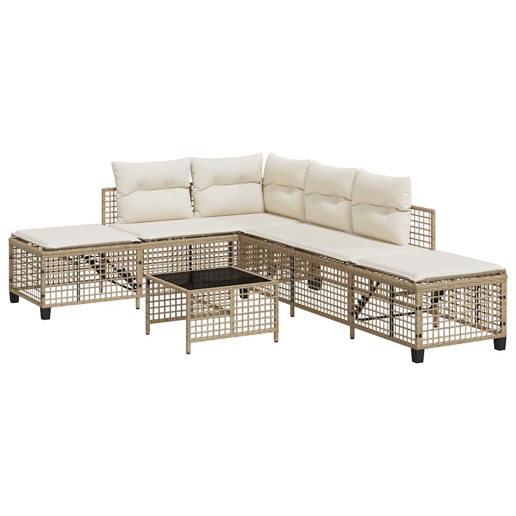 Set Divano ad Angolo 3 pz con Cuscini Beige in Polyrattan | homemem39