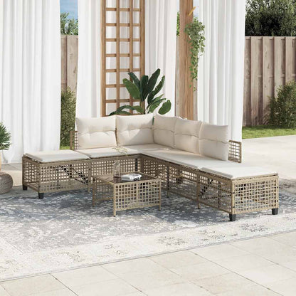 Set Divano ad Angolo 3 pz con Cuscini Beige in Polyrattan