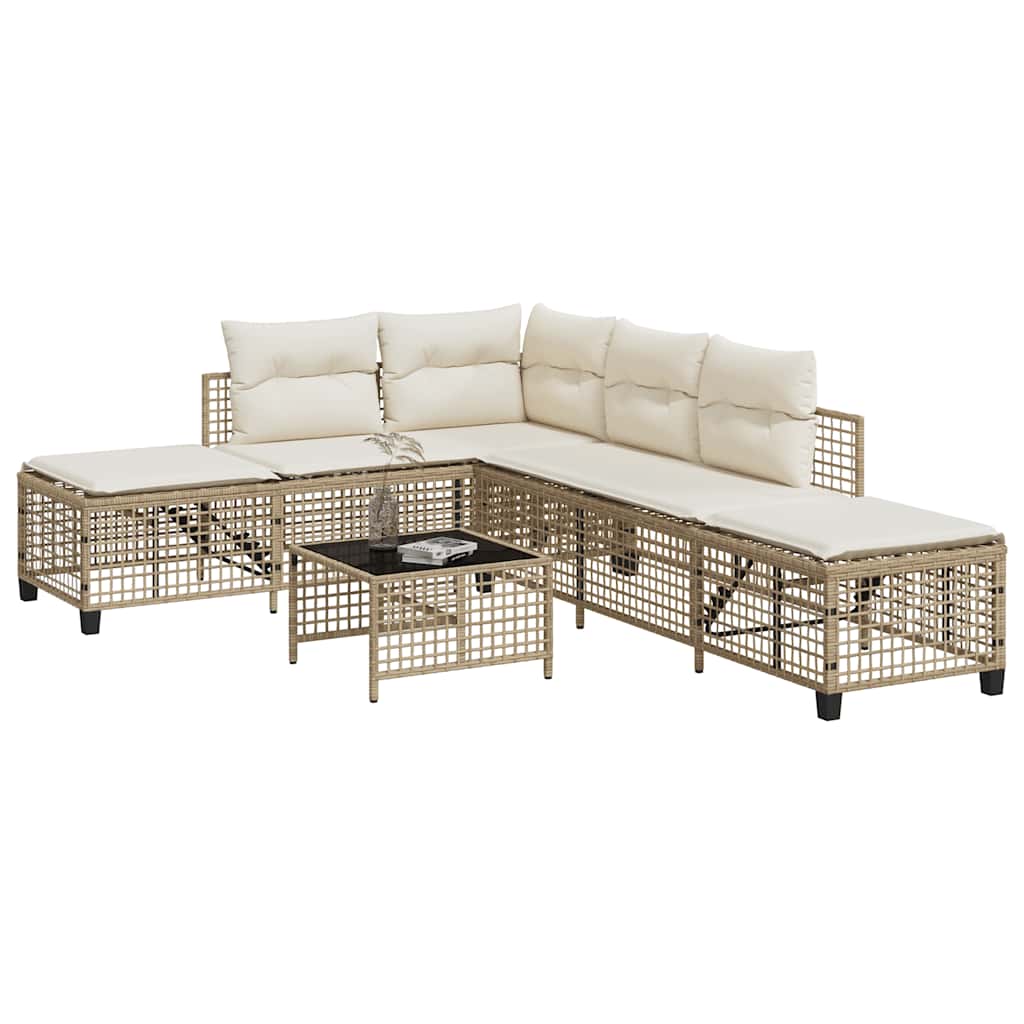 Set Divano ad Angolo 3 pz con Cuscini Beige in Polyrattan | homemem39