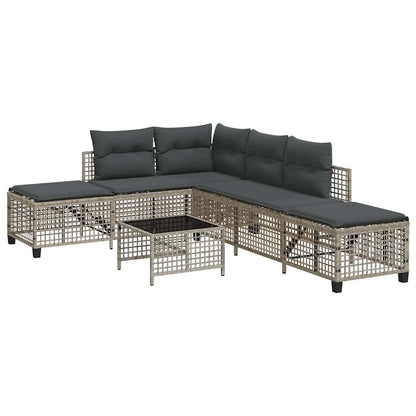 Divani da Giardino ad Angolo 3 pz Cuscini Grigio in Polyrattan | homemem39