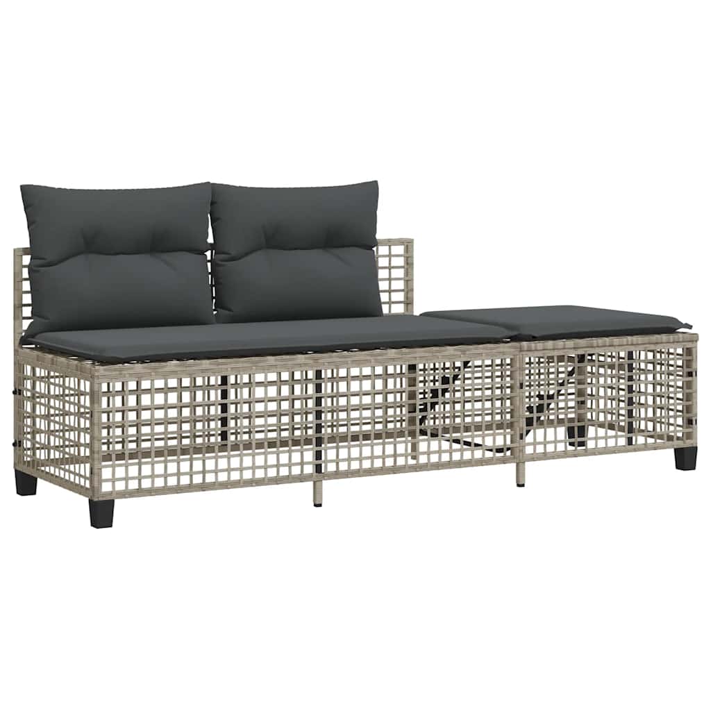 Divani da Giardino ad Angolo 3 pz Cuscini Grigio in Polyrattan
