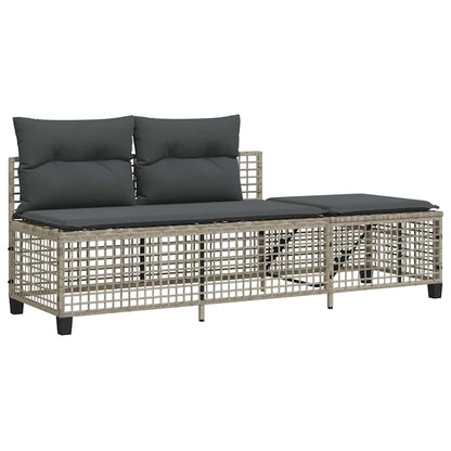 Divani da Giardino ad Angolo 3 pz Cuscini Grigio in Polyrattan