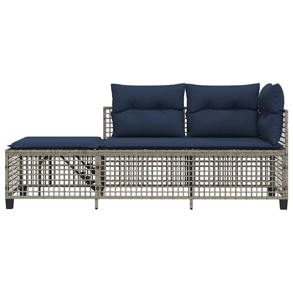Set da giardino angolare a 3 pz con Cuscini Polyrattan Grigio