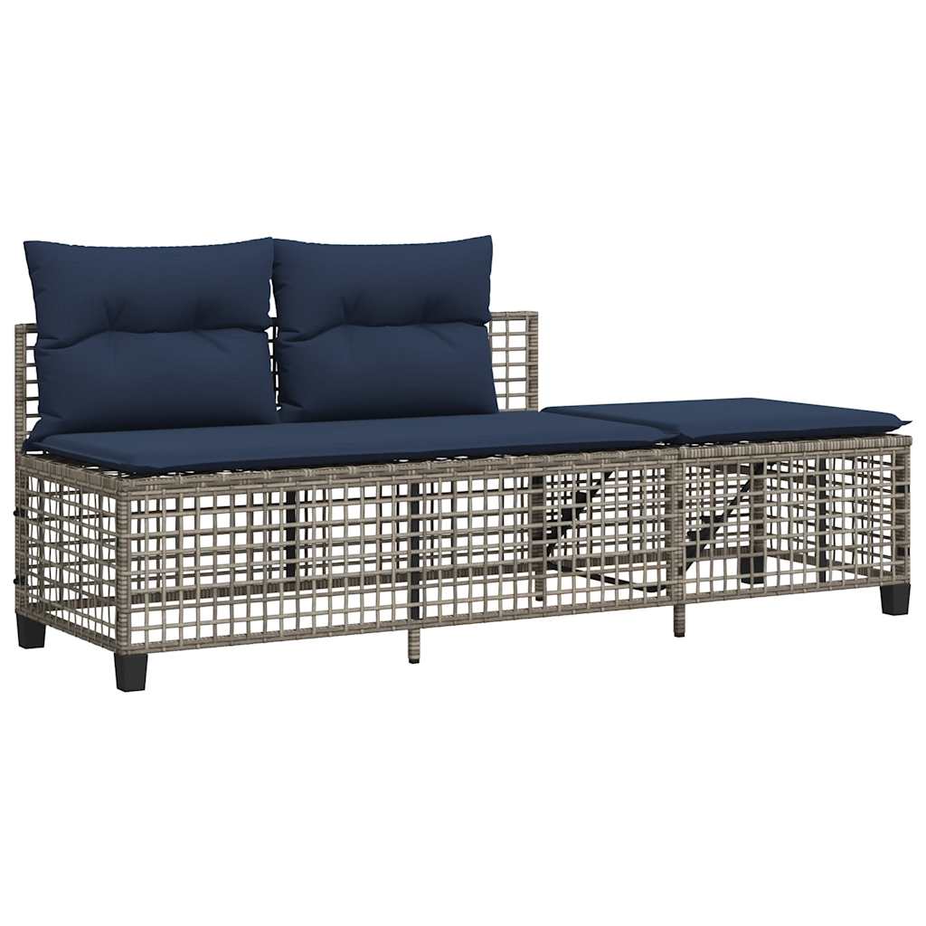 Set da giardino angolare a 3 pz con Cuscini Polyrattan Grigio