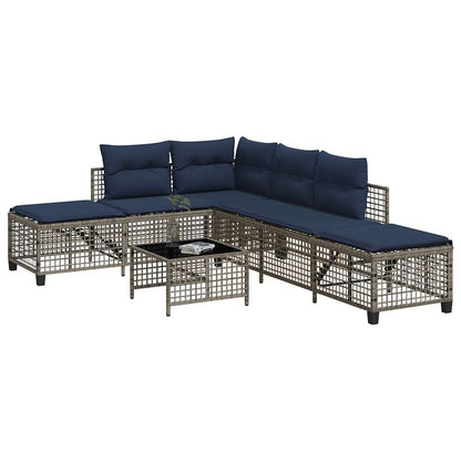 Set da giardino angolare a 3 pz con Cuscini Polyrattan Grigio