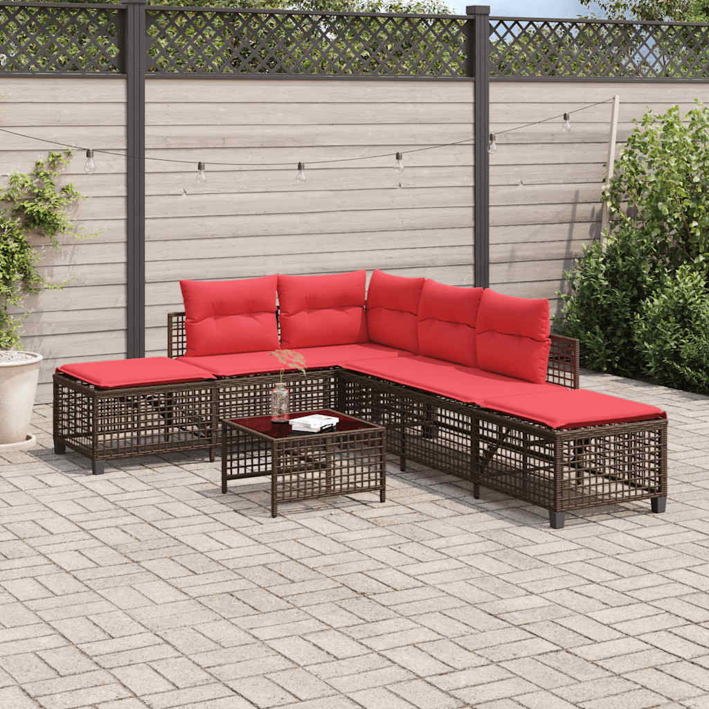 Set divano angolare da giardino a 3 pz con Cuscini in Polyrattan Marrone | homemem39