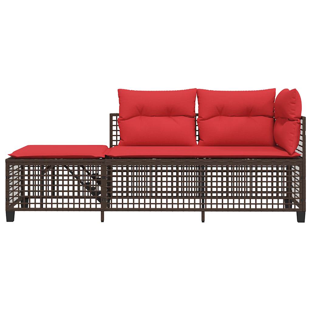 Set divano angolare da giardino a 3 pz con Cuscini in Polyrattan Marrone | homemem39