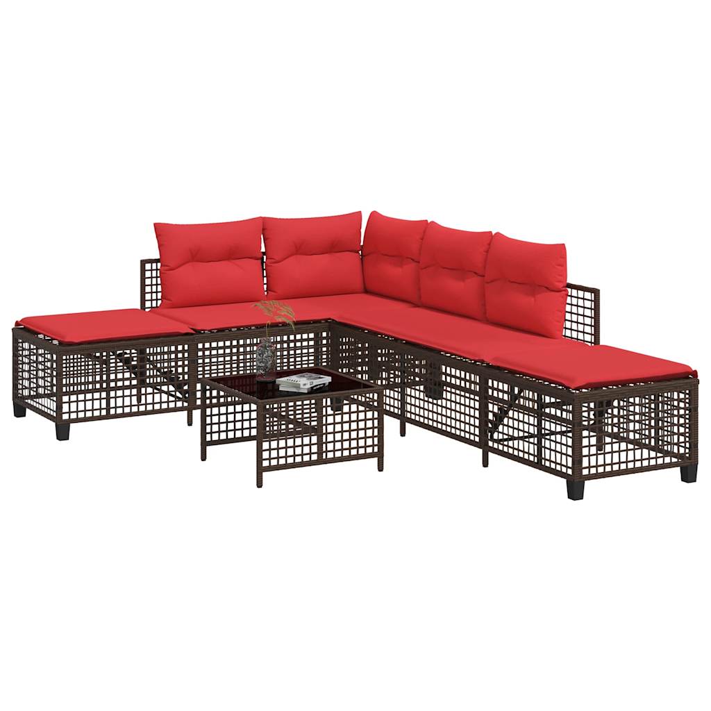 Set divano angolare da giardino a 3 pz con Cuscini in Polyrattan Marrone | homemem39