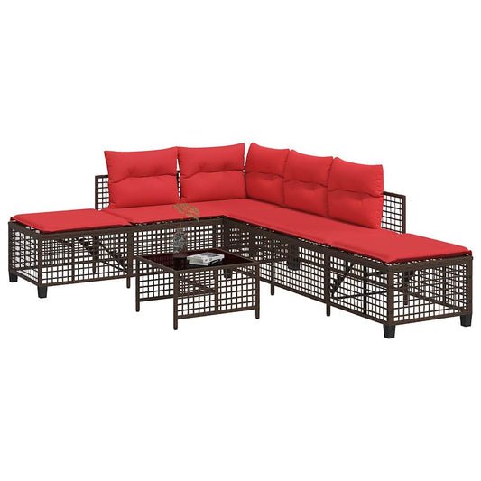 Set divano angolare da giardino a 3 pz con Cuscini Marrone