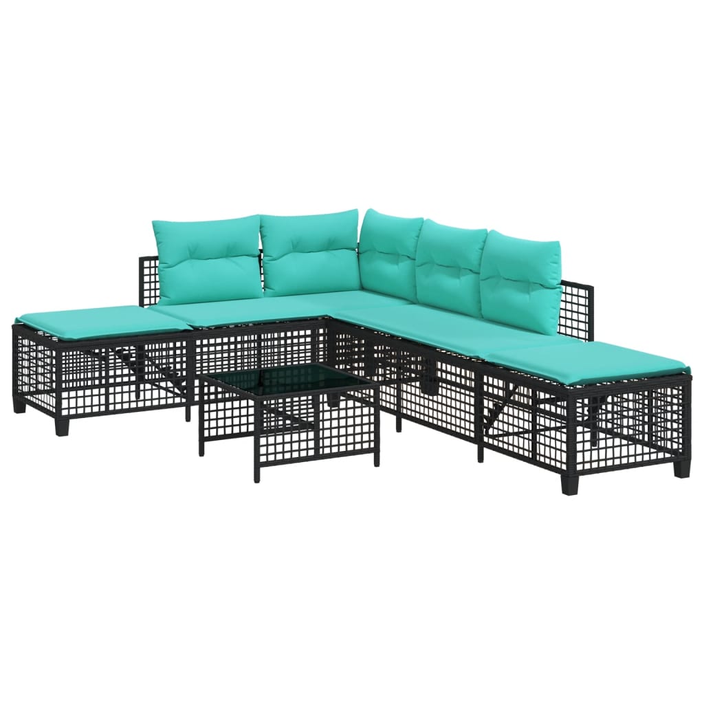 Set divano angolare da giardino a 3 pz con Cuscini in Polyrattan Nero | homemem39