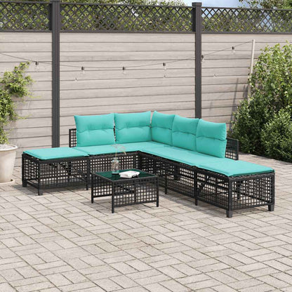 Set divano angolare da giardino a 3 pz con Cuscini Nero